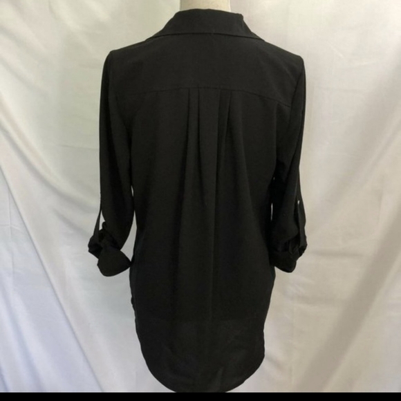 Michael Kors Black Side Zip Blouse with Silver accents and 3/4 Sleeves, size med - Picture 2 of 2
